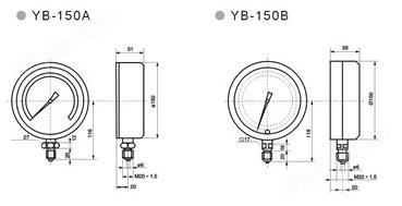 YB-150A、B精密压力表   
