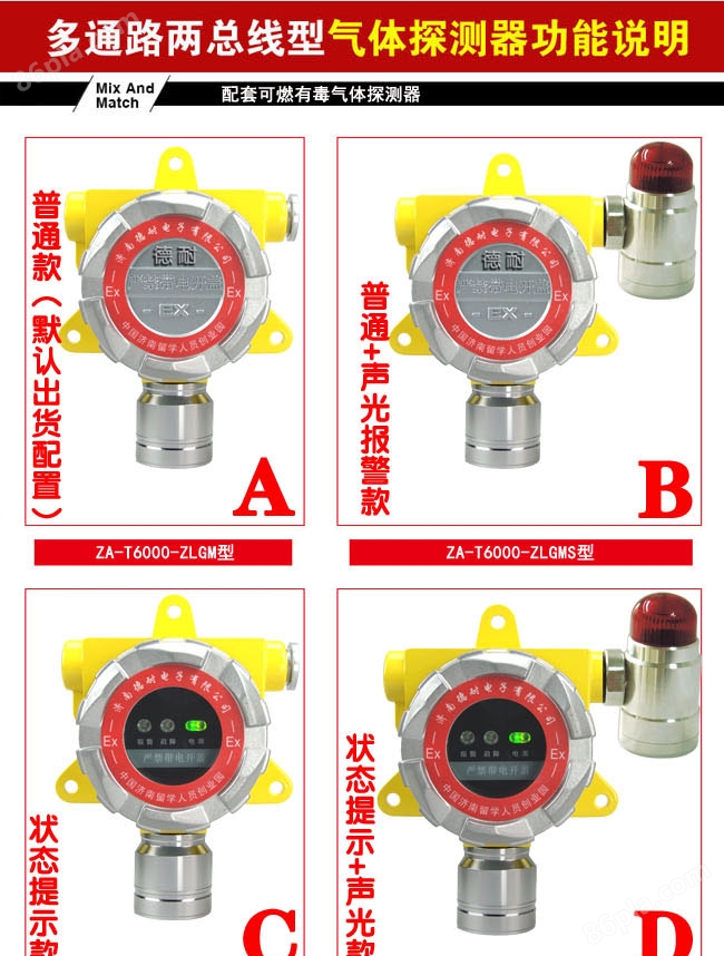 化工厂厂房*气体探测报警器,APP监测配置LED状态指示灯